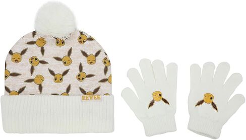 Pokemon Eevee Character Youth Cuffed Beanie and Gloves Set in Saudi Arabia