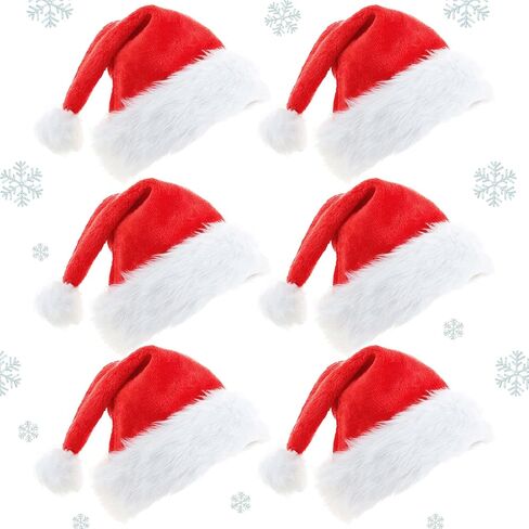 Meajore 6 Pieces Christmas Hat, Santa Hat Xmas Holiday Hat Bells for Adults, Classic Red Xmas Holiday Hats for Party Costume in Saudi Arabia
