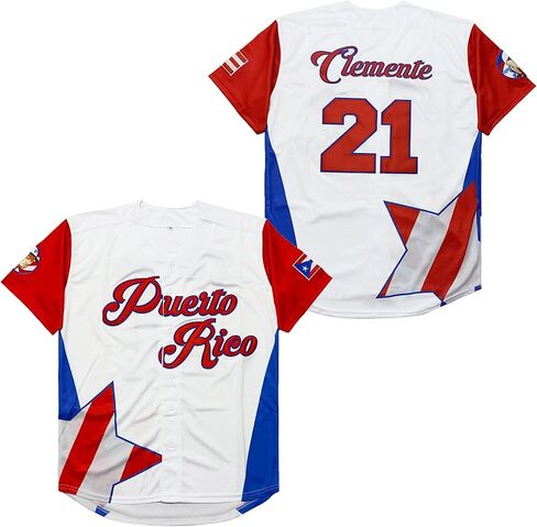 Roberto Clemente #21 Men Puerto Rico World Game Classic Baseball Jersey Stitched 90s Clothing Shirt for Party in Kuwait