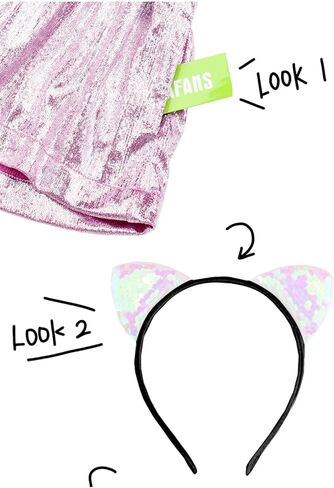 MODAFANS Girls Metallic Shorts Skirts Elastic High Waist Shiny Sparkly Sequin RaveHot Glitter Shorts with Party Headband in Kuwait