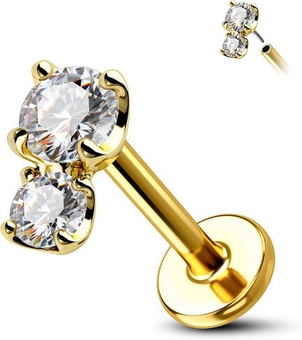 COCHARM 14K Solid Gold Ear Cartilage Earring Stud 16g Yellow Gold Flat Back Helix Stud 14K Gold Push in Tragus Earring Threadless Labret Stud 14K Gold Medusa Studs in Saudi Arabia