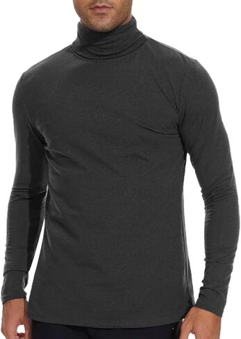 Mens Turtleneck Long Sleeve Shirts Slim Fit Turtle Neck T Shirt Lightweight Basic Classic Pullovers Top in Saudi Arabia