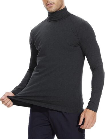 Mens Turtleneck Long Sleeve Shirts Slim Fit Turtle Neck T Shirt Lightweight Basic Classic Pullovers Top in Saudi Arabia
