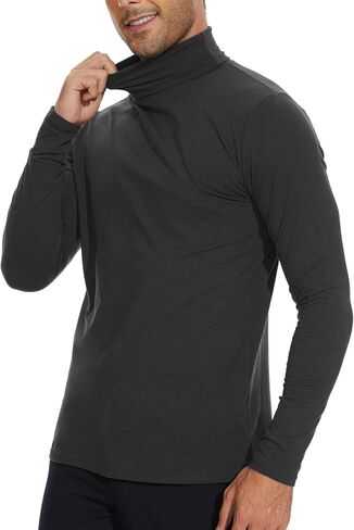 Mens Turtleneck Long Sleeve Shirts Slim Fit Turtle Neck T Shirt Lightweight Basic Classic Pullovers Top in Saudi Arabia
