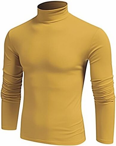 SALNIER Men Basic Turtleneck Slim Fit Long Sleeve Pullover Top Solid Thermal Knitted T-Shirt Sweaters Soft Lightweight Shirt in Saudi Arabia