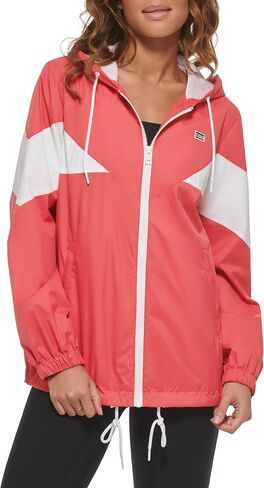 Levi's Women's Nylon Color Block Windbreaker, Coral/White Combo, Small in Saudi Arabia