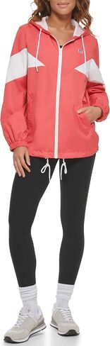 Levi's Women's Nylon Color Block Windbreaker, Coral/White Combo, Small in Saudi Arabia