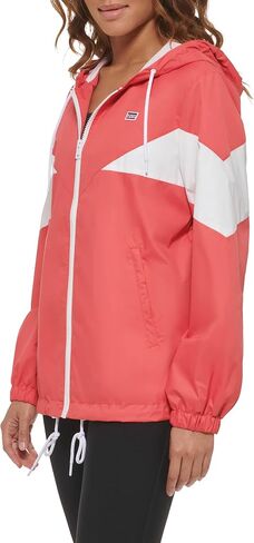Levi's Women's Nylon Color Block Windbreaker, Coral/White Combo, Small in Saudi Arabia
