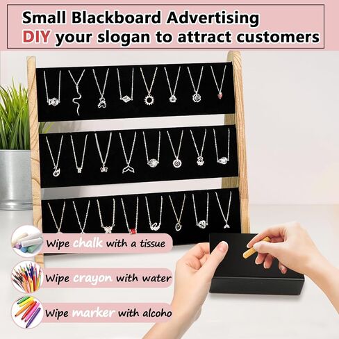 OPELETNNT عرض قلادة تقف للبيع، 3 حامل قلادة الطبقة الوقوف مع المخملية، 72 فتحات قلادة المنظم الوقوف، ريفي الخشب قلادة حامل عرض المجوهرات للبائعين العروض الحرفية in Kuwait