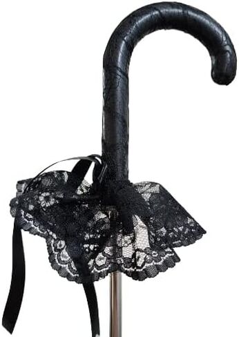 مظلة شمسية من الدانتيل على الطراز القوطي الفيكتوري من Gothika باللون الأسود | مظلة قوطية أنيقة وفريدة من نوعها للحفلات التنكرية والحماية من الشمس | إكسسوار ذو مظهر قوطي فيكتوري in Kuwait