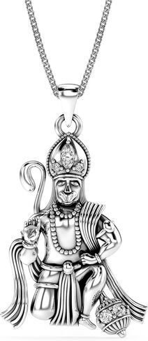 LeCalla 925 Sterling Silver Antique Lord Hanuman Ganesh/Ganapati Pendant Necklace for Men Women Young Boy Girls in Kuwait