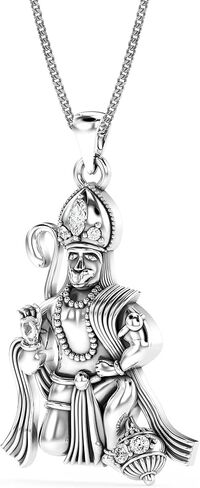 LeCalla 925 Sterling Silver Antique Lord Hanuman Ganesh/Ganapati Pendant Necklace for Men Women Young Boy Girls in Kuwait