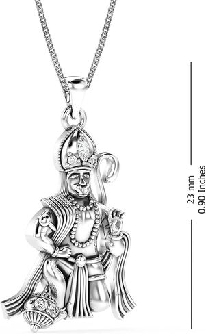LeCalla 925 Sterling Silver Antique Lord Hanuman Ganesh/Ganapati Pendant Necklace for Men Women Young Boy Girls in Kuwait