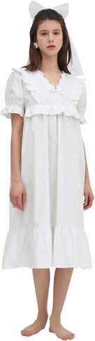 ULLALA Pajamas for Women Madely Short sleeve One-Piece Ivory Vintage Soft Sleepwear 1Piece one Size Cotton in Kuwait