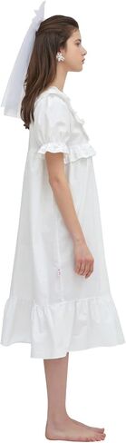 ULLALA Pajamas for Women Madely Short sleeve One-Piece Ivory Vintage Soft Sleepwear 1Piece one Size Cotton in Kuwait