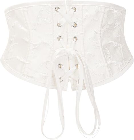 YUNAR Women's Vintage Oil Painting Floral Lace Up Boned Underbust Corset Waist Cincher Belt Shaper in Kuwait