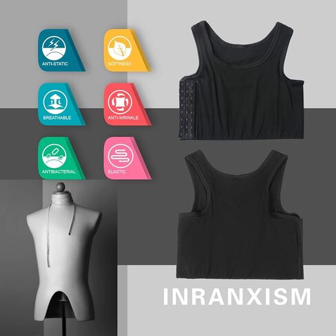INRANXISM Chest Binder for Transgender FTM Cotton Hook Half Breast Binder Tank Top Vest in Kuwait