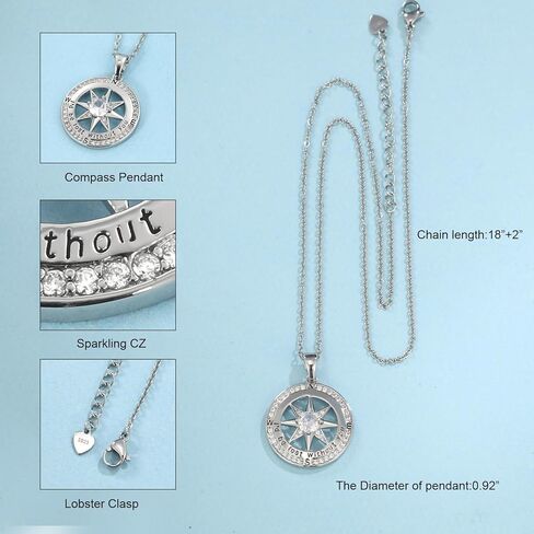 jiacharmed قلادة للزوجة، قلادة هدية للزوجة صديقة الزفاف الذكرى عيد الميلاد عيد الحب عيد الأم، قلادة البوصلة للنساء، الذهب الأبيض in Kuwait