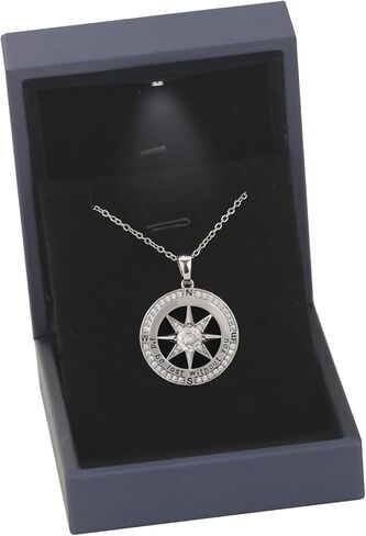 jiacharmed قلادة للزوجة، قلادة هدية للزوجة صديقة الزفاف الذكرى عيد الميلاد عيد الحب عيد الأم، قلادة البوصلة للنساء، الذهب الأبيض in Kuwait