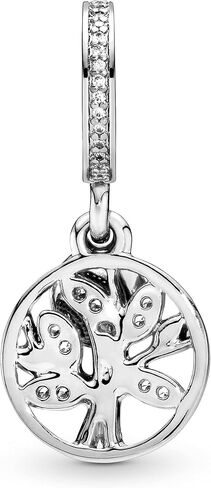 PANDORA Jewelry Sparkling Family Tree Dangle Cubic Zirconia Charm in Sterling Silver and 14K Yellow Gold, No Box in Saudi Arabia