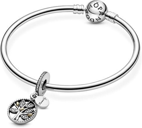 PANDORA Jewelry Sparkling Family Tree Dangle Cubic Zirconia Charm in Sterling Silver and 14K Yellow Gold, No Box in Saudi Arabia