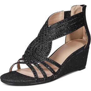 ميكاركا صندل بكعب متوسط مفتوح من الامام مرصع باحجار الراين اللامعة وحزام للكاحل مناسب للزفاف والعروس والحفلات الراقصة والرقص in Kuwait