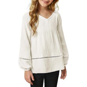 blibean Girls Cotton Boho Long Sleeve Blouse Size 4-13 Years Old