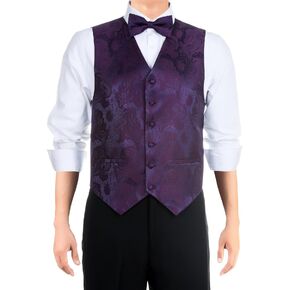 Retreez Men's Paisley Textured Woven Vest with Tie, Bow Tie 3 Pieces Gift Set