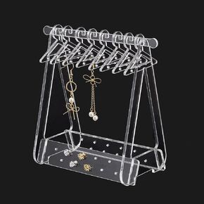 PH PandaHall Acrylic Earring Holder Rack with Mini Hangers, Unique Earring Closet Ear Stud Holder Transparent Jewelry Display Stand for Earrings Necklace Ring Bracelet Jewelry, Blue