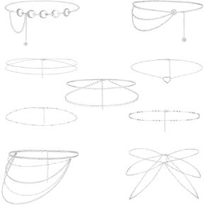 Vegolita 9Pcs Waist Belly Chain for Women Boho Multilayer Beach Bikini Body Chain Summer Adjustable Body Jewelry in Saudi Arabia