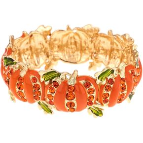 Madison Tyler Halloween Bracelet for Women | Stretch Pumpkins with Red Crystal | Halloween Holiday Party Gifts for Girls in Kuwait