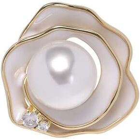 UNVAK Pearl Flower Brooch for Women Gold Plated Pearl Flower Brooches Pin Rhinestone Flower Buttons Lapel Pin Jewelry Christmas Gift for Mother Girlfriend in Kuwait