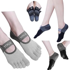 HappySole Pilates and Yoga Socks with Grips for Women - 2-pack Non Slip Cotton and Stretchy Toe Socks in Black & White in Saudi Arabia