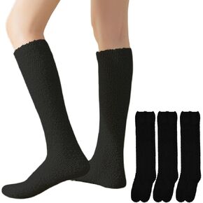 Womens Fuzzy Slipper Socks Knee High Soft Warm Cute Microfiber Cozy Fluffy Winter Gift Plush Christmas Socks in Kuwait