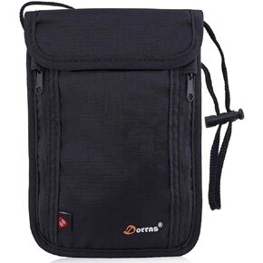 Neck Wallet Travel Wallet with RFID Blocking, Passport Holder for Women Men - Black in Kuwait