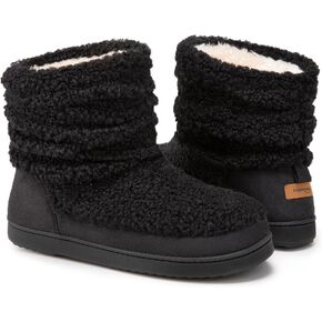 HomeTop Women's Boot Slippers Warm Memory Foam House Shoes Indoor Outdoor with Rubber Soles