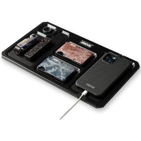 The Ridge Valet Tray for Men - Desktop Storage Organizer - 5 Compartment Valet Tray for Everyday Carry Accessories Wallet, Phone, Keys, Rings - Anti-Scratch Felt