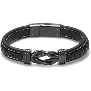 mingkejw Cremation Jewelry Infinity Urn Bracelet for Ashes for Women Men Memorial Keepsake Cuff Bangle Leather Bracelet