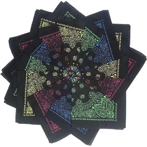 SYHRHL 12 Pack Paisley Bandana Novelty Cotton Bandanas Cowboy Handkerchiefs Classic Scarf for Men and Women in Kuwait