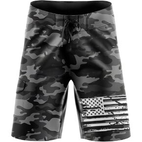 Tactical Pro Supply Men’s American Flag Board Shorts, Patriotic USA Flag Drawstring Waist Regular Fit in Kuwait