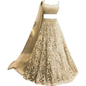 REKHA Readymade Lehenga Designer Net Lehenga Choli Party Wear Lehenga Choli Wending Lehenga Choli Q 102 Beige in Kuwait