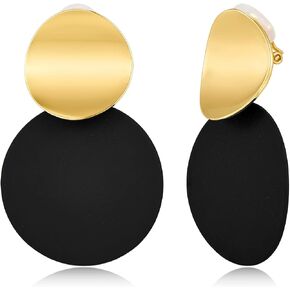 LILIE&WHITE Gold Clip On Earrings For Women Round Disc Earrings In Gold And Other Color Geometric Earrings Clip On Dangle Earrings Statement Earrings Jewelry Gift in Saudi Arabia