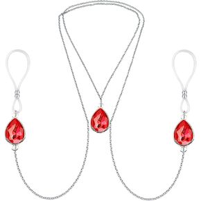 Non Pierced Nipple Chains Jewelry With Choker Faux Nipple Piercing Rings Crystal Dangle Nipple Noose