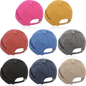 Janmercy 8 Pcs Brimless Hats for Men Adjustable Skullcap Docker Hat Buckle Beanie Cap Wash Cotton No Brim Hats for Men Women in Saudi Arabia