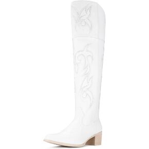 IUV أحذية رعاة البقر عالية الركبة للنساء، فوق الركبة أحذية راعية البقر الغربية الفخذ عالية أحذية راعية البقر طويل القامة in Kuwait