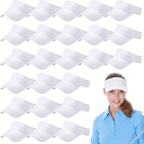 24 Pieces Sport Sun Visor Hats Adjustable Empty Top Baseball Cap UV Protection Tennis Visors for Women Men Outdoor
