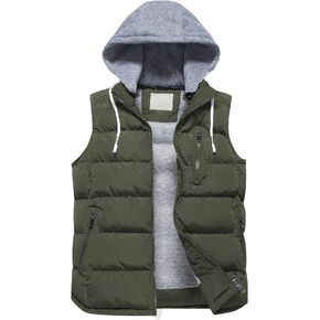 CREATMO US Women's Warm Vest Outerwear Thick Padded Puffer Sleeveless Vest With Detachable Hood