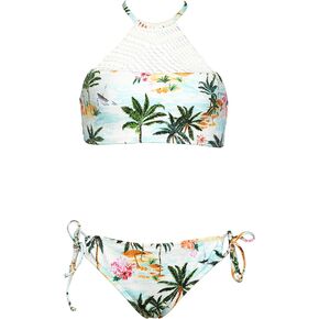 Hobie Girls High Neck Halter Top and Side Tie Bikini Bottom Set