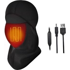 V.Step USB ساخنة قناع التزلج، التحكم في الأسلاك قناع التزلج ساخنة مع تصميم الموقت قبعة البقلاوة ساخنة مقاومة للرياح قناع الوجه لركوب الدراجات النارية الرجال النساء (بدون بطارية)، أسود in Kuwait