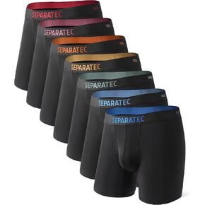 ملابس داخلية منفصلة للرجال من الخيزران رايون، سراويل داخلية قابلة للتنفس وناعمة مع تصميم الحقيبة المزدوجة، 7 قطع باللون الأسود in Kuwait